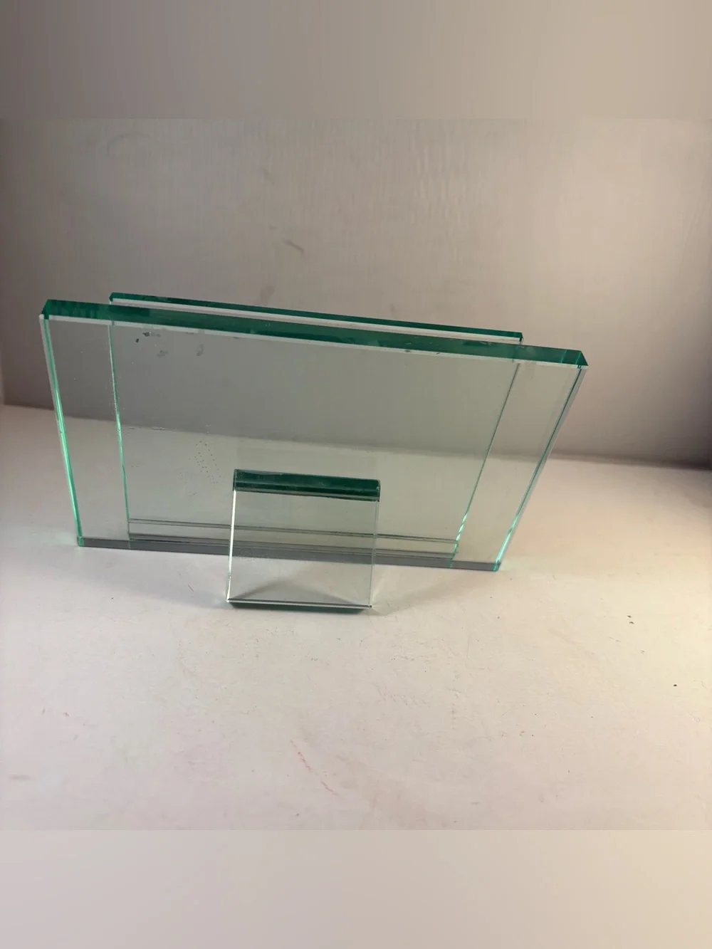 Milano Clarity Heavy Glass Desktop Picture Frame Frameless Ticket Holder 6.5x4